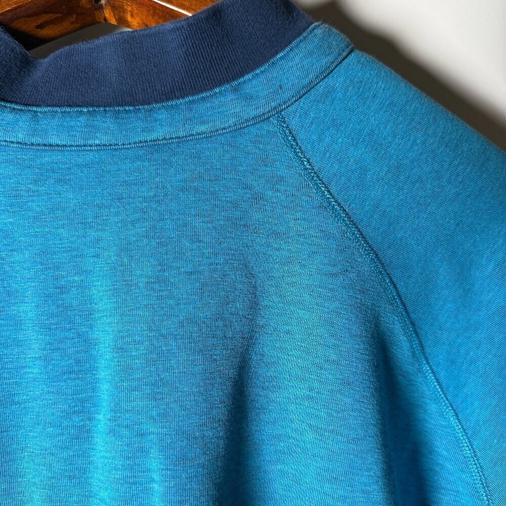 Adidas Quarter Zip Turquoise & Navy Long Sleeve Sweatshirt Size XL - Picture 3 of 10